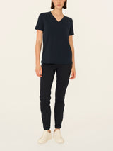 Maglietta con Scollo a V in Ultralight Blu Donna - Ragno