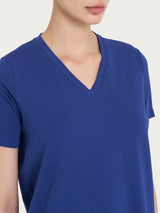 Maglietta con Scollo a V in Ultralight Blu Donna - Ragno