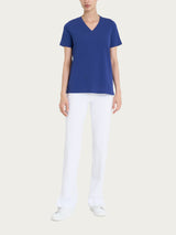 Maglietta con Scollo a V in Ultralight Blu Donna - Ragno