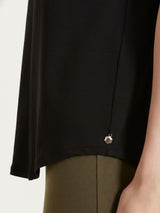 Maglietta tinta unita con scollo a V in Ultralight Neri Donna - Ragno