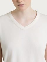 Maglietta tinta unita con scollo a V in Ultralight Bianchi Donna - Ragno