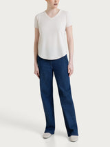 Maglietta tinta unita con scollo a V in Ultralight Bianchi Donna - Ragno