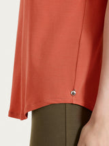 Maglietta tinta unita con scollo a V in Ultralight Rossi Donna - Ragno