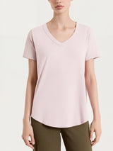 Plain V-neck t-shirt in Ultralight Pink Women's - Ragno