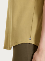 Maglietta tinta unita con scollo a V in Ultralight Verdi Donna - Ragno