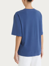 Maglietta boxy tinta unita in Ultralight Blu Donna - Ragno