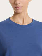 Maglietta boxy tinta unita in Ultralight Blu Donna - Ragno