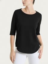 Maglietta tinta unita con manica 3/4 in Ultralight Neri Donna - Ragno