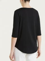 Maglietta tinta unita con manica 3/4 in Ultralight Neri Donna - Ragno