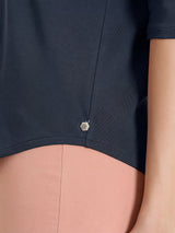 Maglietta tinta unita con manica 3/4 in Ultralight Blu Donna - Ragno