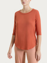 Maglietta tinta unita con manica 3/4 in Ultralight Rossi Donna - Ragno