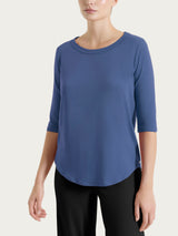 Maglietta tinta unita con manica 3/4 in Ultralight Blu Donna - Ragno