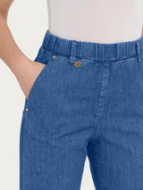 Jeans de corte de zanahoria con bolsillos en Light Denim azul para mujer - Ragno