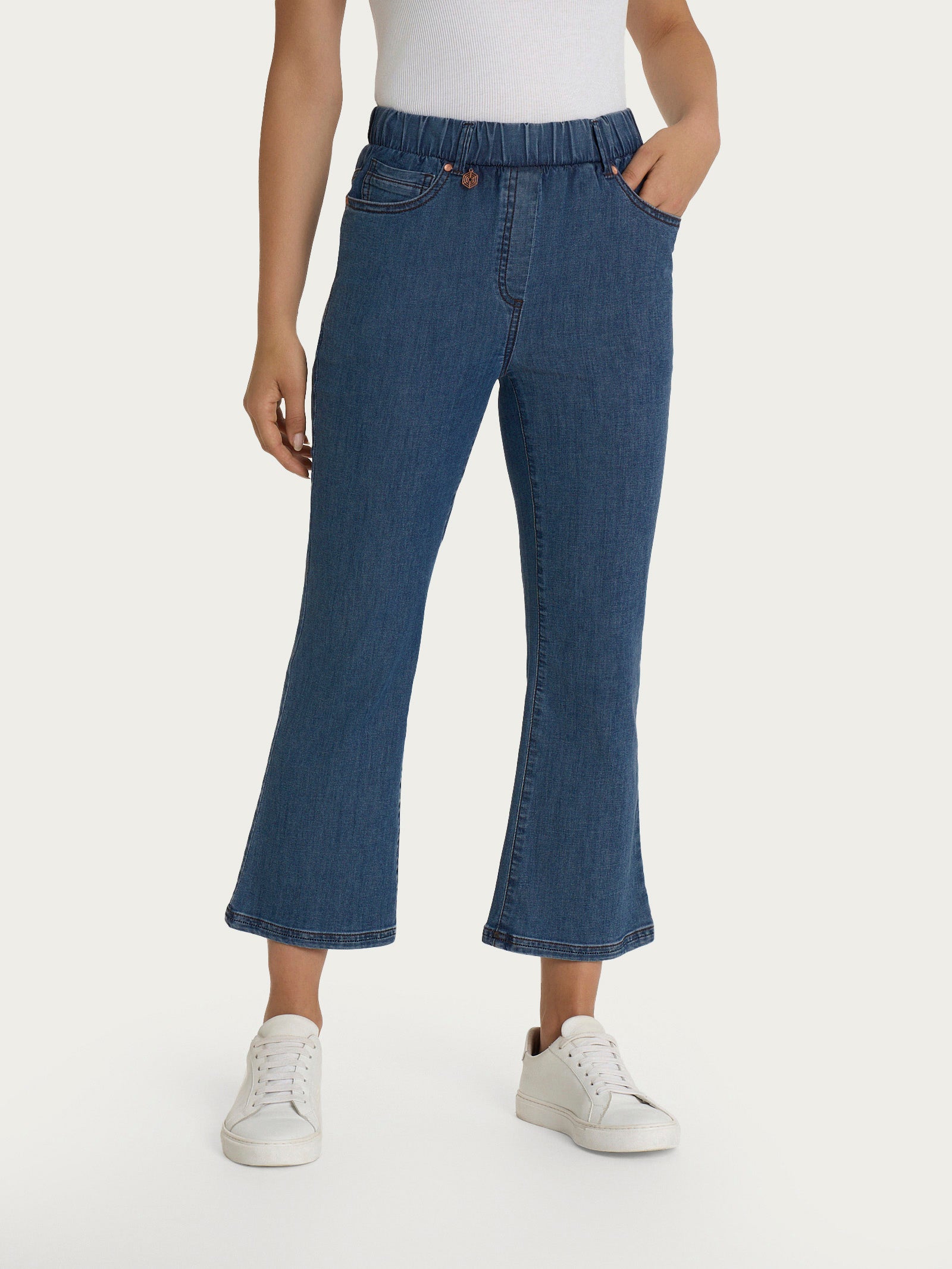 Jeans flare alla caviglia con tasche in Light Denim Blu Donna - Ragno