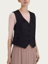 Gilet con quattro bottoni in Satin Power Neri Donna - Ragno