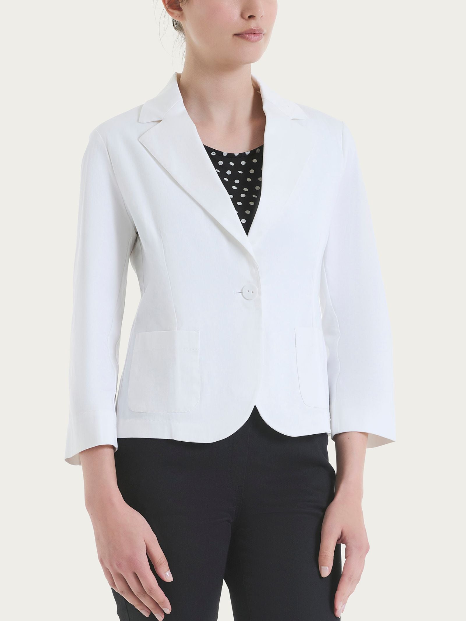 Blazer corto con 1 bottone e manica 3/4 in Satin Power Bianchi Donna - Ragno