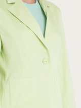 Blazer corto con 1 bottone e manica 3/4 in Satin Power Verdi Donna - Ragno