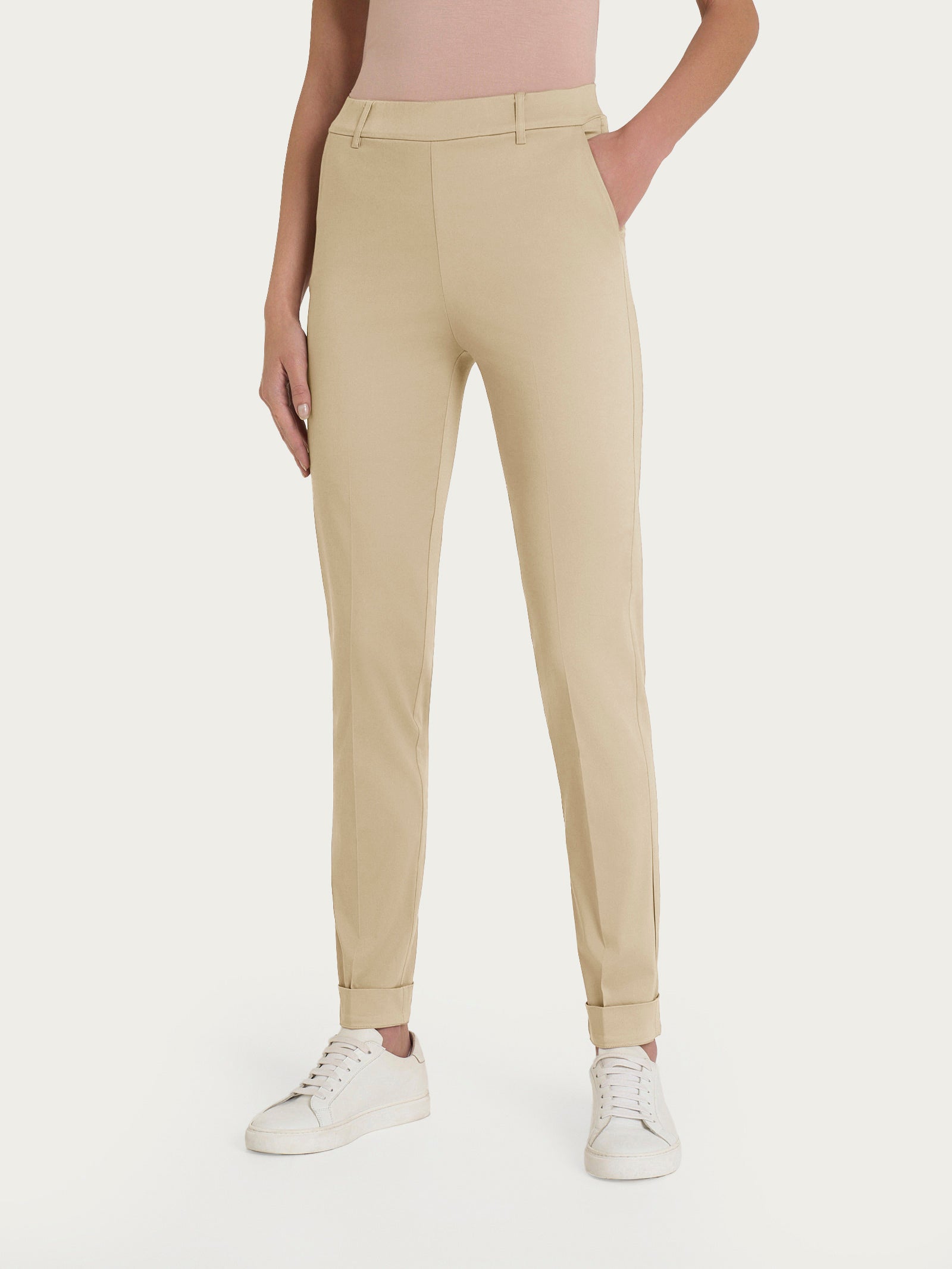Pantalone chino slim con tasche in Satin Power Marroni Donna - Ragno