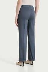 Pantalone dritto con tasche e risvolto in Satin Power Neri Donna - Ragno