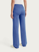 Gerade Hose mit Taschen und Umschlägen aus Satin Power Blue Damen - Ragno