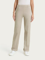 Pantalone dritto con tasche e risvolto in Satin Power Marroni Donna - Ragno