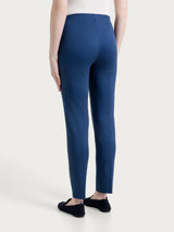 Pantalone a sigaretta con spacchetti in Satin Power Blu Donna - Ragno