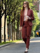 Pantalone a sigaretta con spacchetti in Satin Power Marroni Donna - Ragno