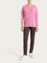 Pantalone a sigaretta con spacchetti in Satin Power Viola Donna - Ragno
