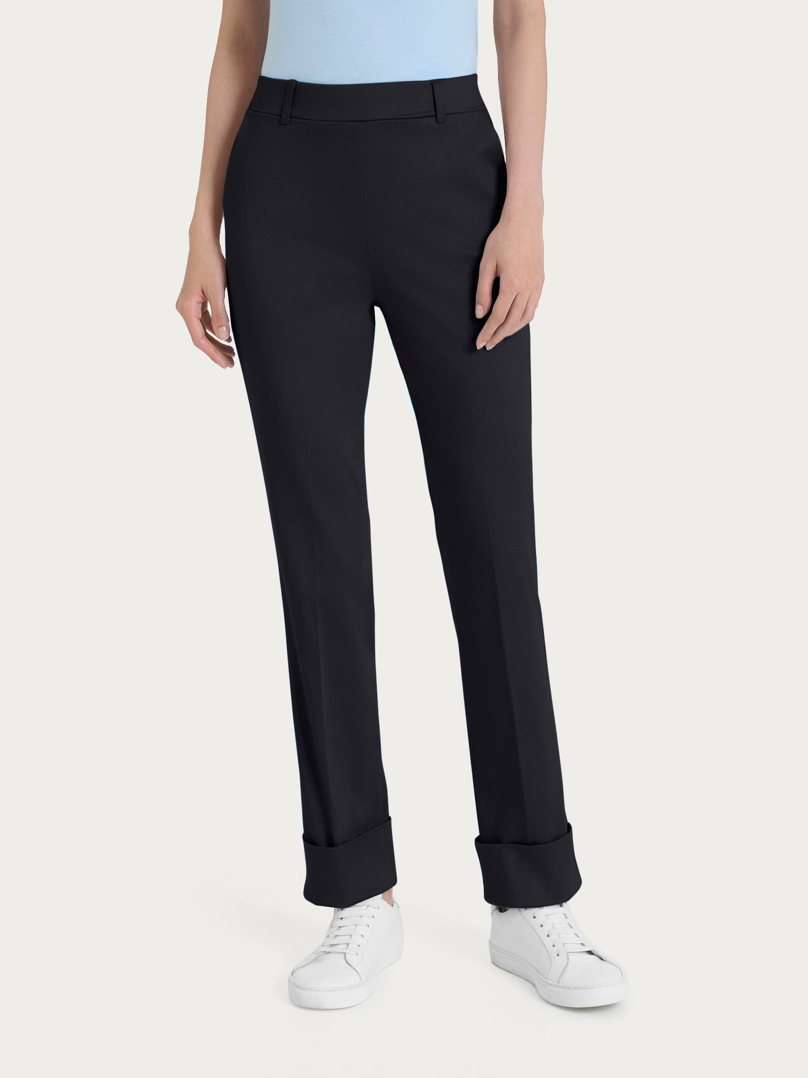 Pantalone slim dritto in Compact Light Neri Donna - Ragno