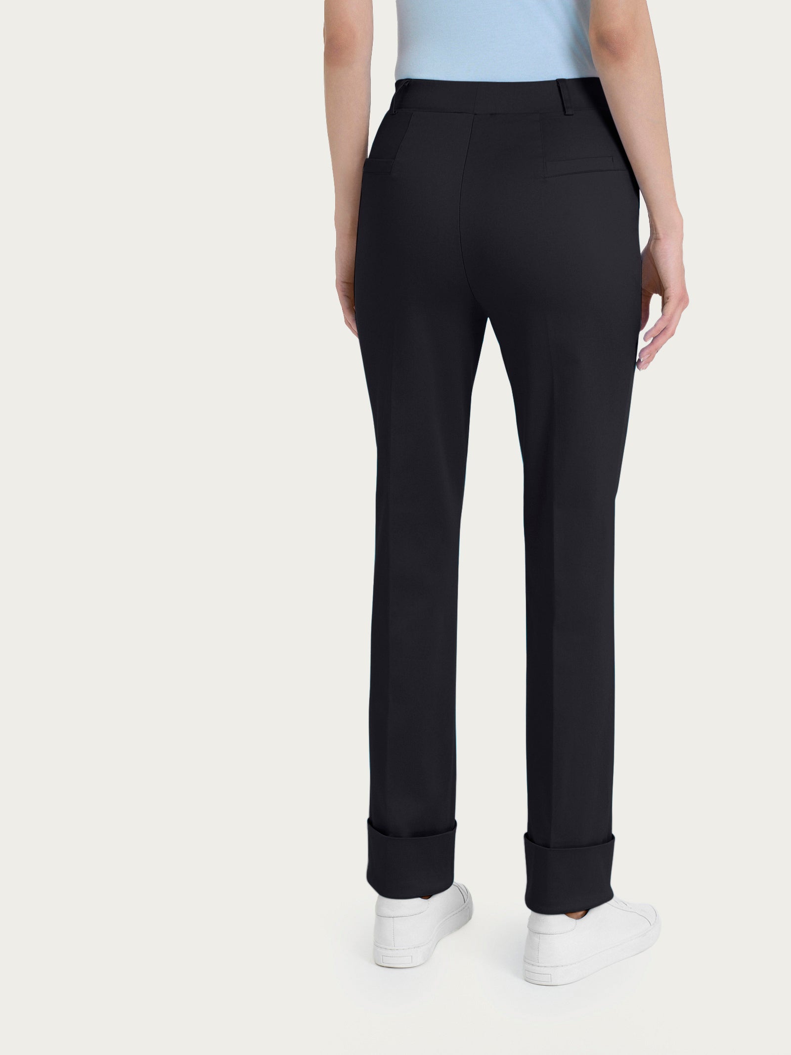 Pantalone slim dritto in Compact Light Neri Donna - Ragno