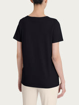 Maglietta girocollo in slub jersey di cotone Neri Donna - Ragno