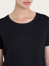 Maglietta girocollo in slub jersey di cotone Neri Donna - Ragno