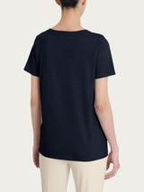 Maglietta girocollo in slub jersey di cotone Blu Donna - Ragno