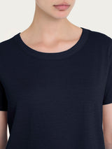 Maglietta girocollo in slub jersey di cotone Blu Donna - Ragno