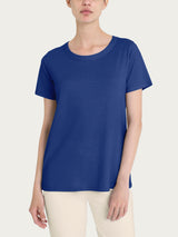 Maglietta girocollo in slub jersey di cotone Blu Donna - Ragno