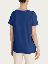 Maglietta girocollo in slub jersey di cotone Blu Donna - Ragno