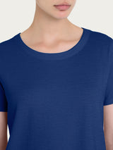 Maglietta girocollo in slub jersey di cotone Blu Donna - Ragno