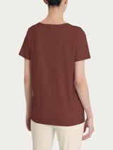 Maglietta girocollo in slub jersey di cotone Marroni Donna - Ragno