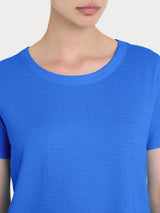 Maglietta girocollo in slub jersey di cotone Blu Donna - Ragno