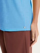 Maglietta girocollo in slub jersey di cotone Azzurri Donna - Ragno