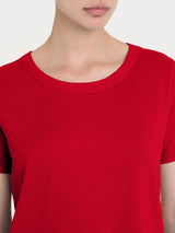 Maglietta girocollo in slub jersey di cotone Rossi Donna - Ragno
