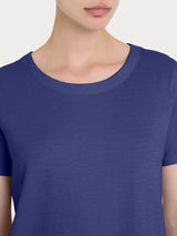 Maglietta girocollo in slub jersey di cotone Blu Donna - Ragno