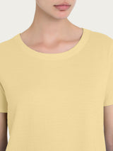 Maglietta girocollo in slub jersey di cotone Gialli Donna - Ragno