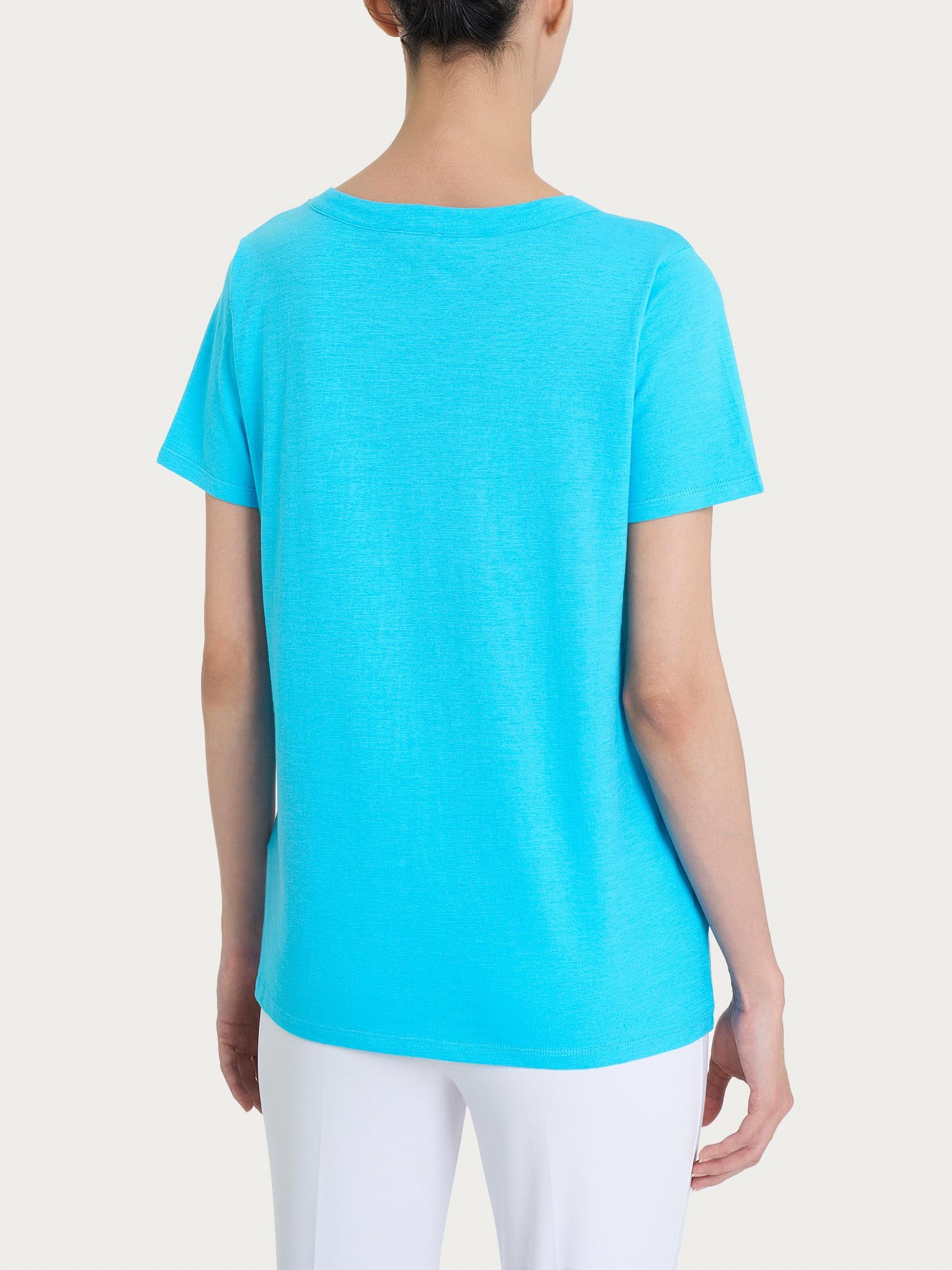 Maglietta girocollo in slub jersey di cotone Azzurri Donna - Ragno