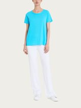 Maglietta girocollo in slub jersey di cotone Azzurri Donna - Ragno
