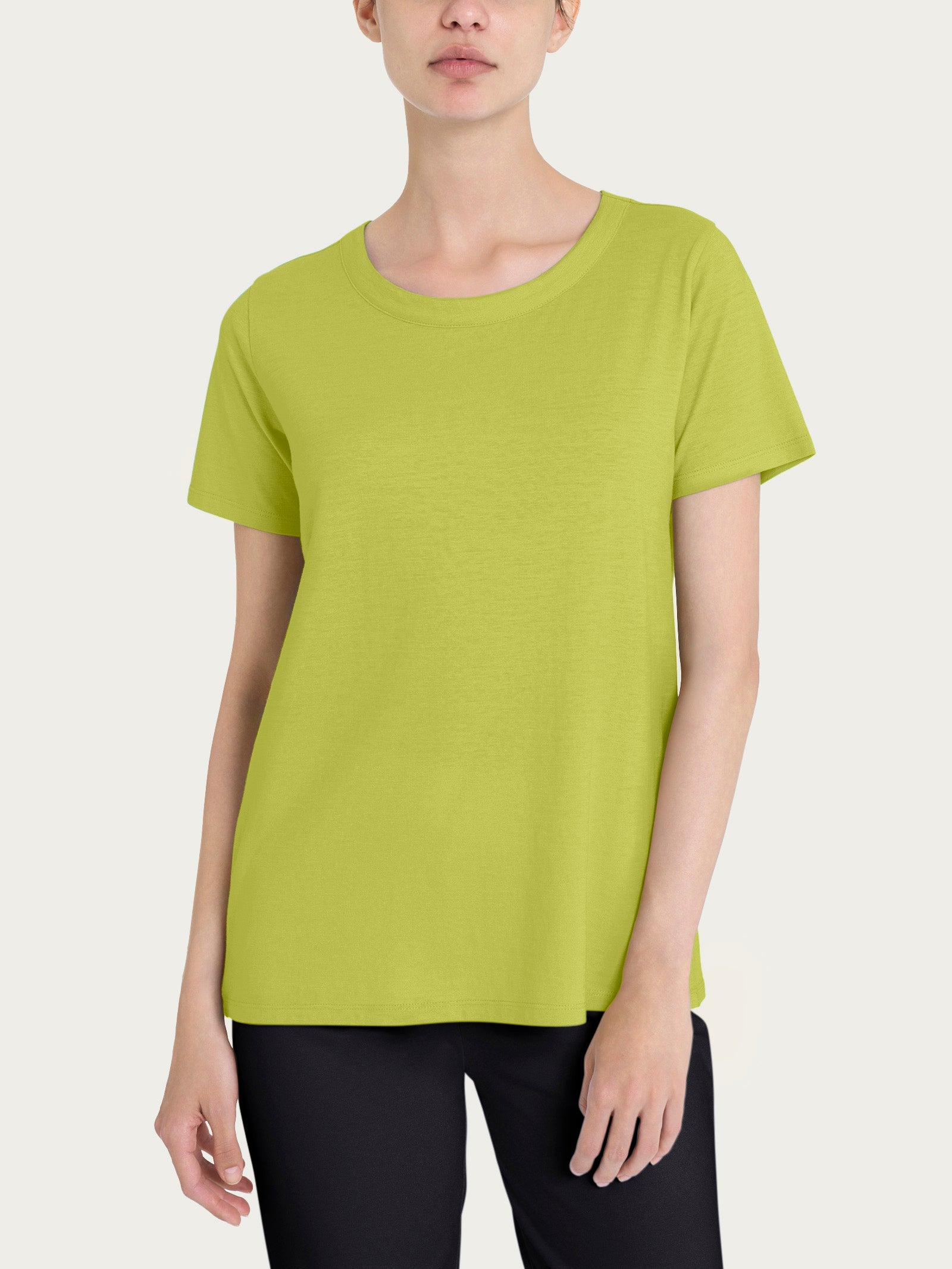 Maglietta girocollo in slub jersey di cotone Verdi Donna - Ragno