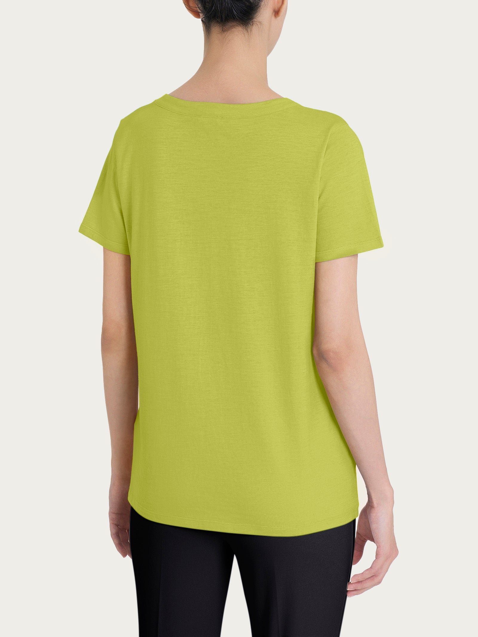Maglietta girocollo in slub jersey di cotone Verdi Donna - Ragno