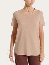 Brown Women's Brown cotton slub jersey crew-neck t-shirt - Ragno