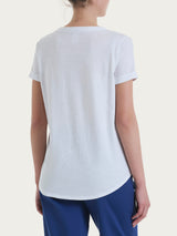 Maglietta con Scollo a V in slub jersey di cotone Bianchi Donna - Ragno