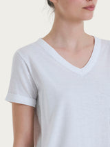 Maglietta con Scollo a V in slub jersey di cotone Bianchi Donna - Ragno